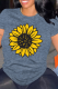 Dark Blue Casual Flowers Print O Neck Tops