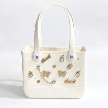 White Casual Butterfly Letters Metal Accessories Trim Bags