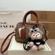 Khaki Casual Letters Patchwork Zipper Contrast Bags