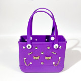 Pink Casual Solid Color Metal Accessories Trim Bags