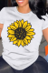 White Casual Flowers Print O Neck Tops