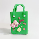 Pink Daily Flowers Patchwork Metal Accessories Trim Bags