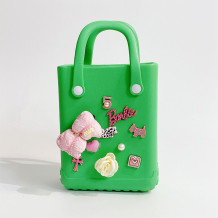 Dark Green Daily Flowers Patchwork Metal Accessories Trim Bags