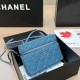 The cowboy blue Casual Solid Color Patchwork Zipper Texture Bags
