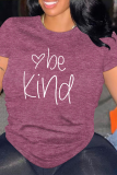 Pink Letter Print O Neck Tops