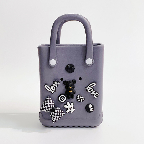 Grey Casual Cartoon Patchwork Bags