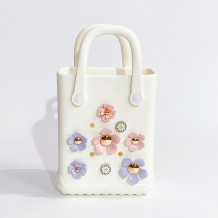 White Casual Flowers Metal Accessories Trim Bags