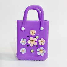 Purple Casual Flowers Metal Accessories Trim Bags