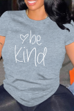 Pink Letter Print O Neck Tops