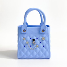 Light Blue Daily Solid Color Metal Accessories Trim Bags