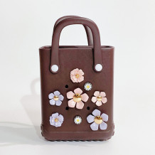 Brown Casual Flowers Metal Accessories Trim Bags