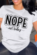 White Casual Letter Print O Neck Tops