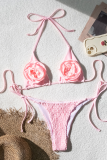 Pink Sexy Flowers Strap Design Swimwears