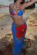 Blue Elegant Print Strap Design 3 Piece Sets