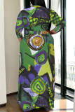 Camouflage Casual Geometric Print Lace Up Contrast V Neck Printed Plus Size Dresses