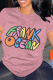 Pink Casual Letter Print O Neck Tops