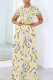 Beige Casual Geometric Print Pocket Contrast O Neck Short Sleeve Two Pieces