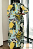Camouflage Casual Geometric Print Lace Up Contrast V Neck Printed Plus Size Dresses
