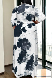 Camouflage Casual Geometric Print Lace Up Contrast V Neck Printed Plus Size Dresses