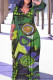 Dark Green Casual Geometric Print Lace Up Contrast V Neck Printed Plus Size Dresses