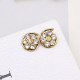 Gold Daily Letters Pearls Decor Rhinestone Decor Earrings