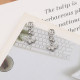 Silver White Daily Letters Rhinestone Decor Earrings