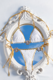 White Sexy Flowers Metal Accessories Trim Swimwears