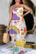Apricot Sexy Floral Print Cartoon Pocket Contrast V Neck Printed Dresses