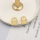 Gold Daily Letters Pearls Decor Earrings
