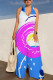 White Sexy Colorblock Print Lace Up Backless Contrast Halter Loose Jumpsuits