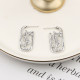 Silver Daily Letters Rhinestone Decor Earrings