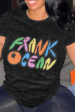 Pink Casual Letter Print O Neck Tops