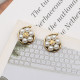 White Daily Letters Pearls Decor Rhinestone Decor Earrings