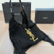 Black Vacation Letters Weave Fringed Hem Bags
