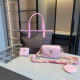 Pink Casual Letters Patchwork Zipper Bags