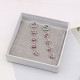 Silver Daily Letters Colored Diamonds Hollow Out Earrings