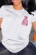 White Casual Graffiti Print O Neck Tops