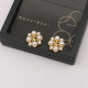 Gold Daily Letters Pearls Decor Earrings