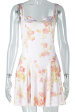 Pink Sexy Print Patchwork Sling Dresses