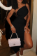 Black Sexy Solid Color Hollow Out Ruched Asymmetrical Collar Irregular Dresses