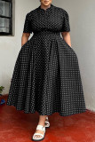 Rose Red Casual Daily Print Basic V Neck Long Plus Size Dresses
