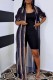 Black Casual Chain print See-Through Cardigan Turndown Collar Outerwear