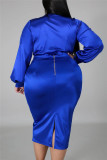 Red Fashion Sexy Solid Basic Turndown Collar Plus Size Set