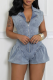 Sky Blue Sexy Solid Color Zipper Boot Cut Rompers