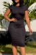 Black Casual Daily Solid Color Basic O Neck Wrapped Skirt Short Sleeve Dress