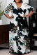 Leopard Print Casual Striped Print With Belt Contrast V Neck Printed Plus Size Dresses