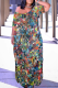 Colour Casual Print Pocket Slit V Neck Long Dresses