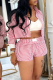Red Casual Stripe Buckle Turndown Collar Long Sleeve Two Pieces