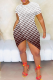 White Sexy Print Slit O Neck Irregular Dresses