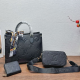 Black Casual Daily Letters Zipper Bags